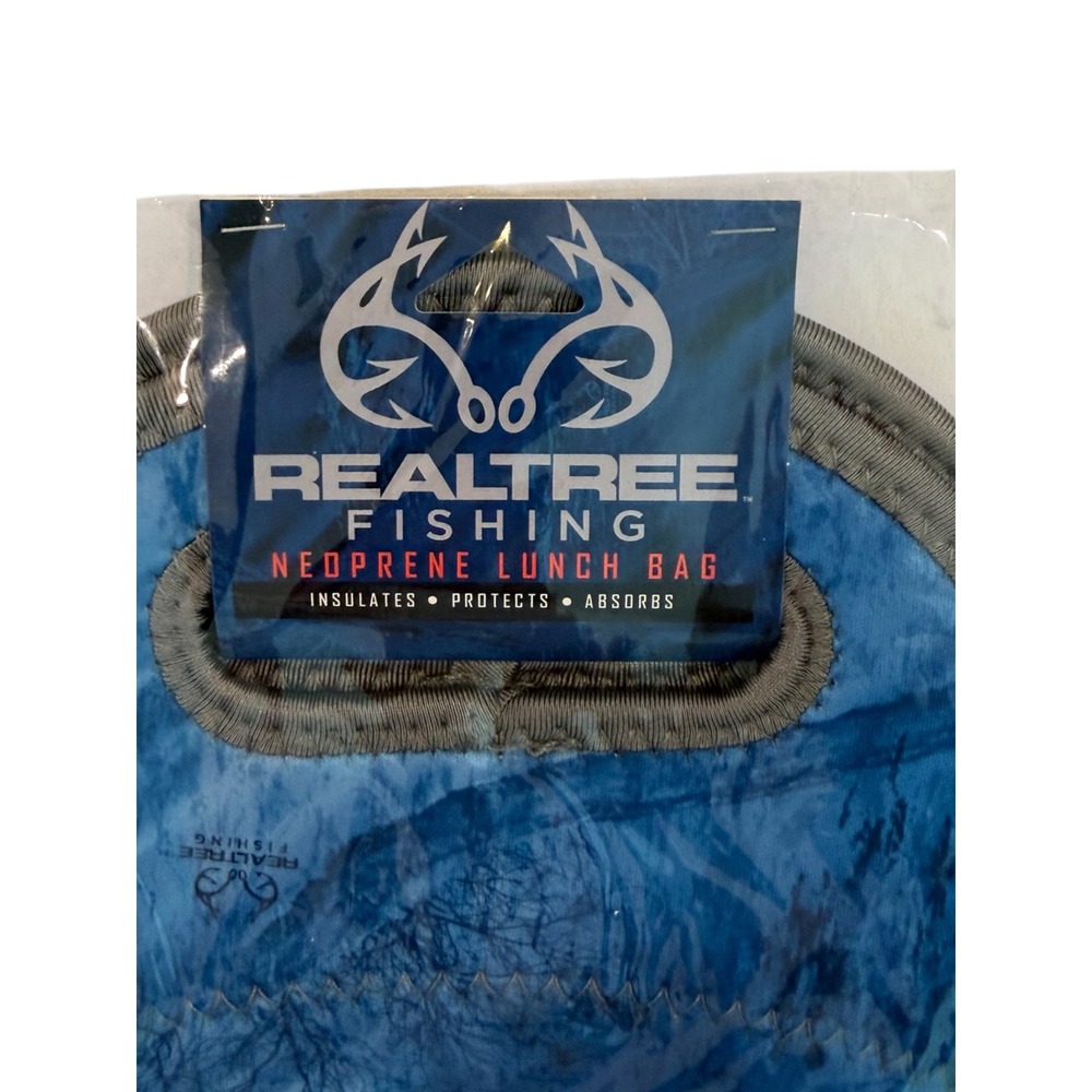 Realtree Fishing Neoprene Lunch Bag Blue Water Camo Insulated Tote 810725030059